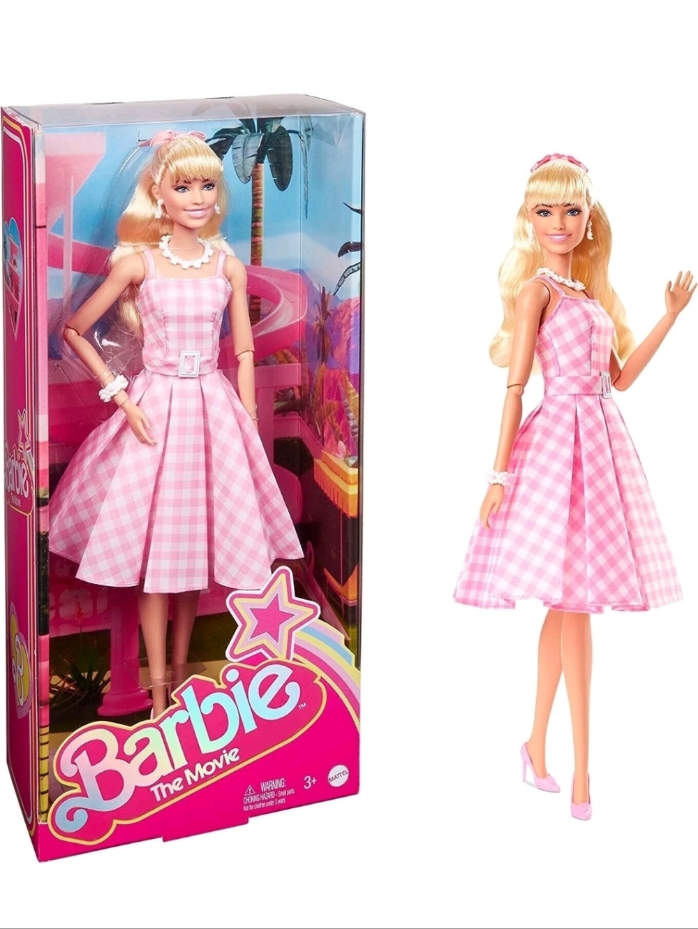 Barbie The Movie Collectible 11.5" in Pink Gingham Dress - HPJ96 Orig Mattel Box